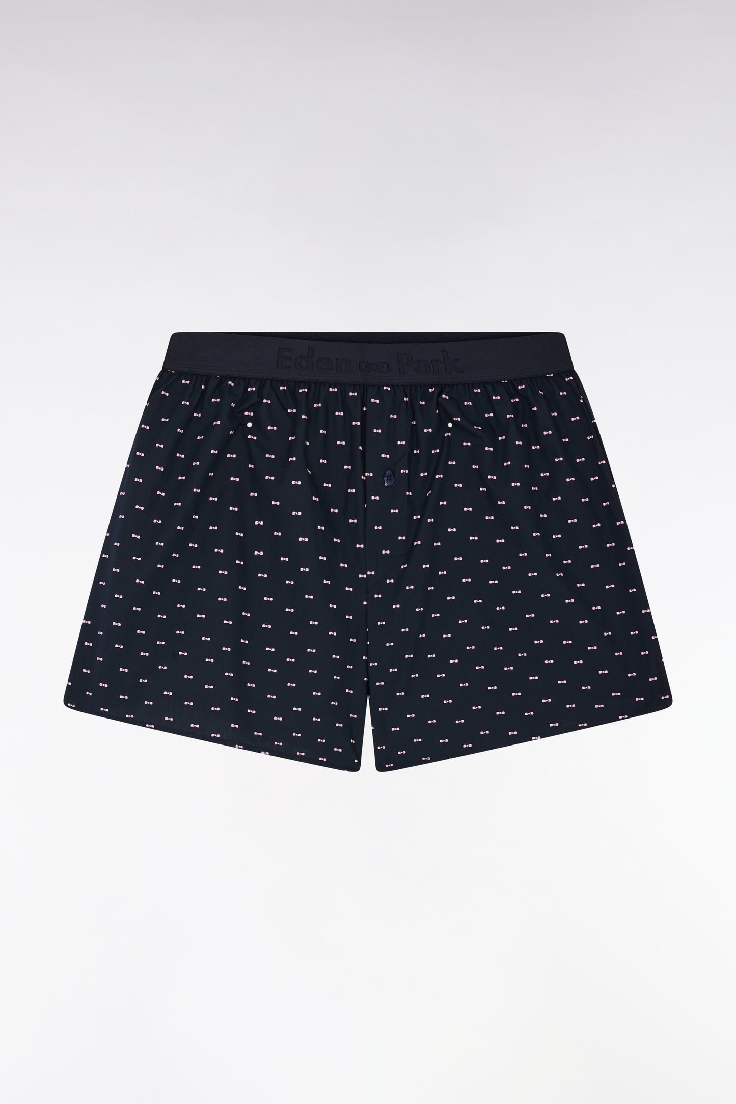 Cotton jersey boxer shorts with micropatterned navy bow ties