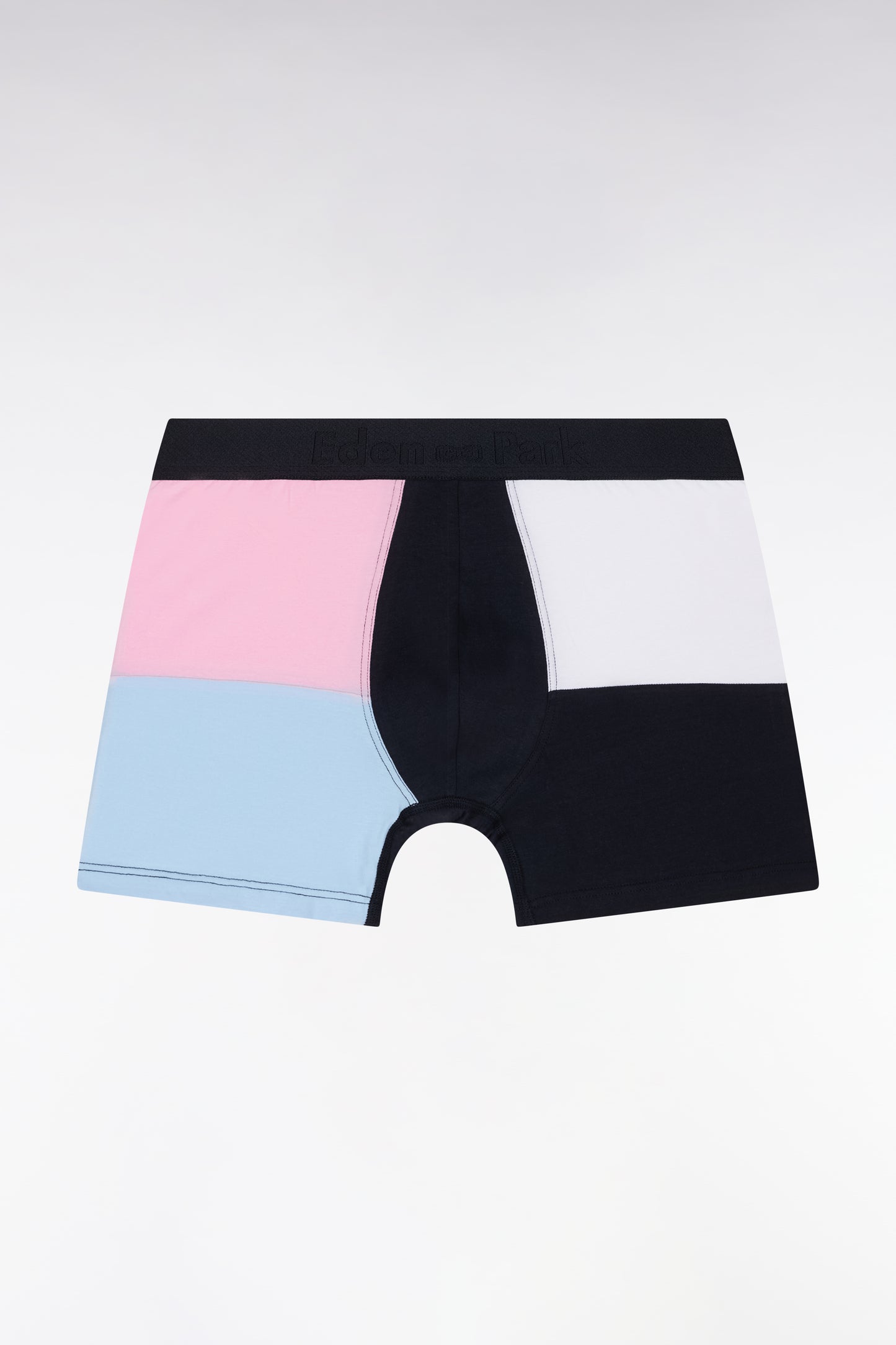 Boxer coupé-cousu en jersey de coton stretch rose et bleu