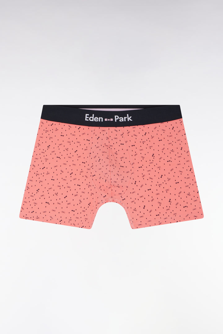 Boxer en jersey de coton stretch à micromotifs rose saumon