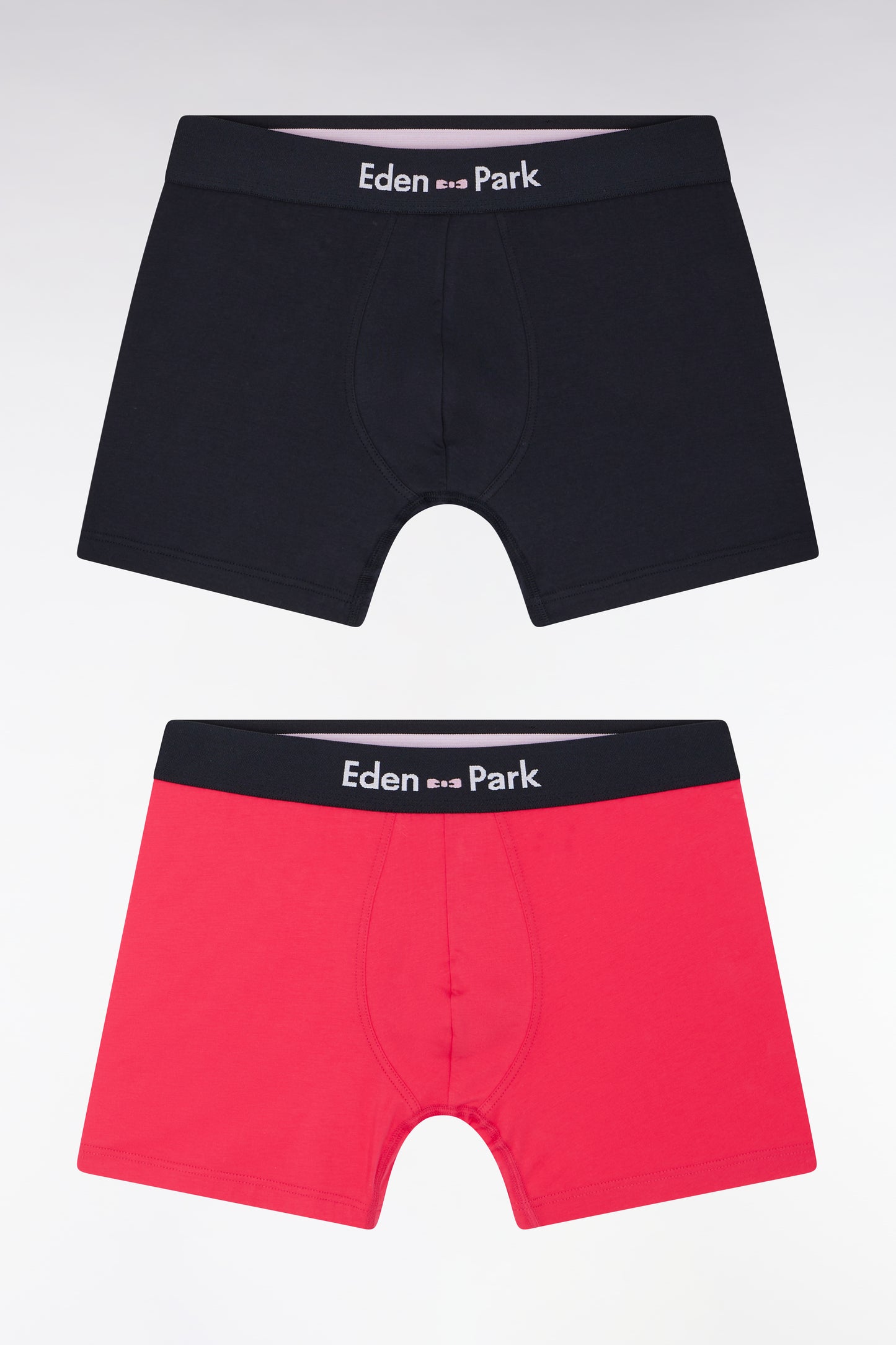 Lot de deux boxers en jersey de coton stretch marine et fuchsia