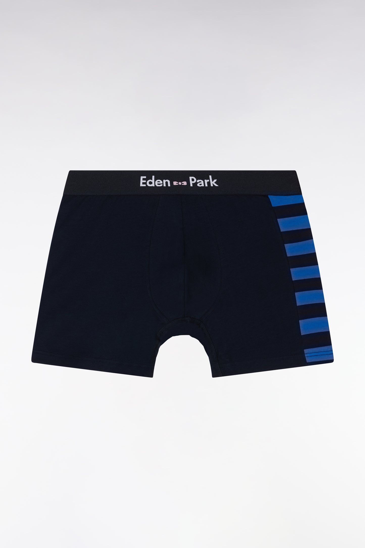 Lot de deux boxers en jersey de coton stretch marine et bleu détails cerclés