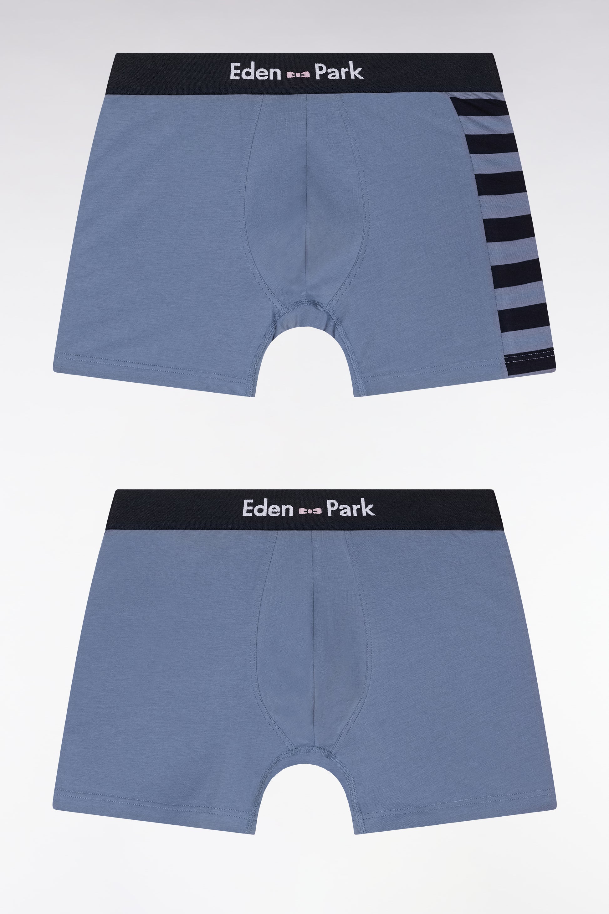 Lot de deux boxers en jersey de coton stretch marine et gris détails cerclés