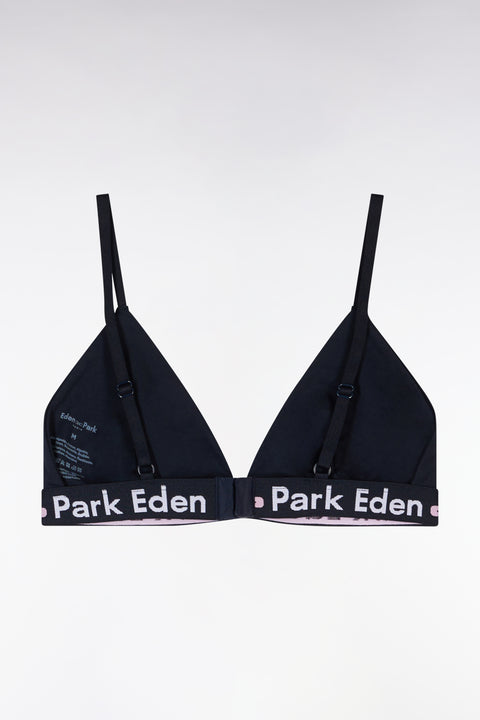 Soutien-gorge en coton stretch marine élastique siglé - Image 2