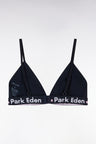 Soutien-gorge en coton stretch marine élastique siglé