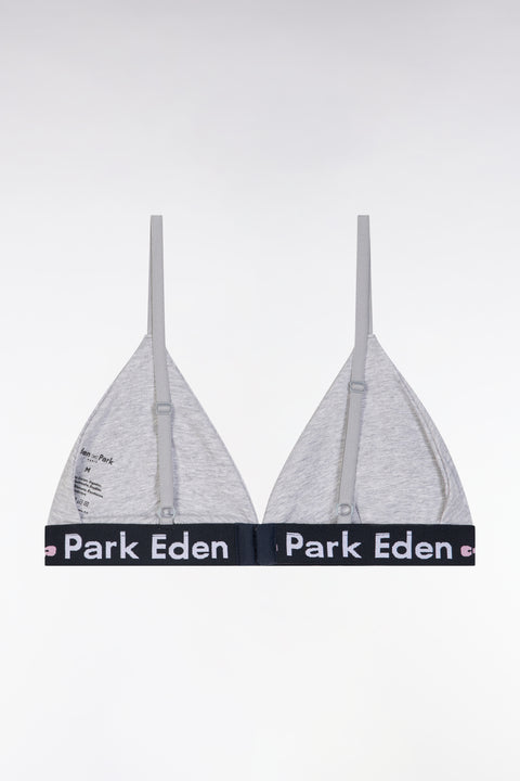 Soutien-gorge en coton stretch gris élastique siglé - Image 2