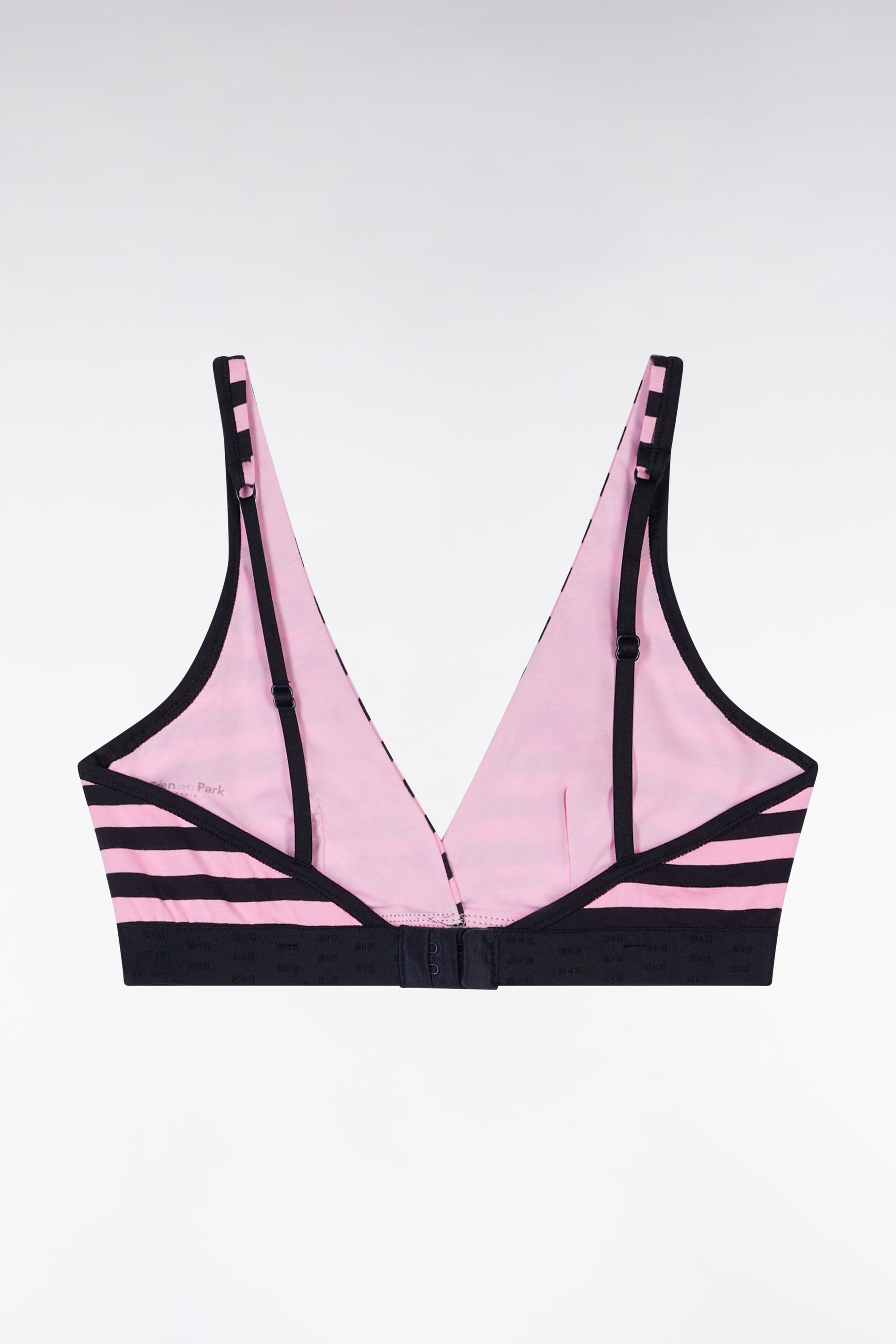 Soutien-gorge en coton stretch cerclé rose et marine élastique siglé