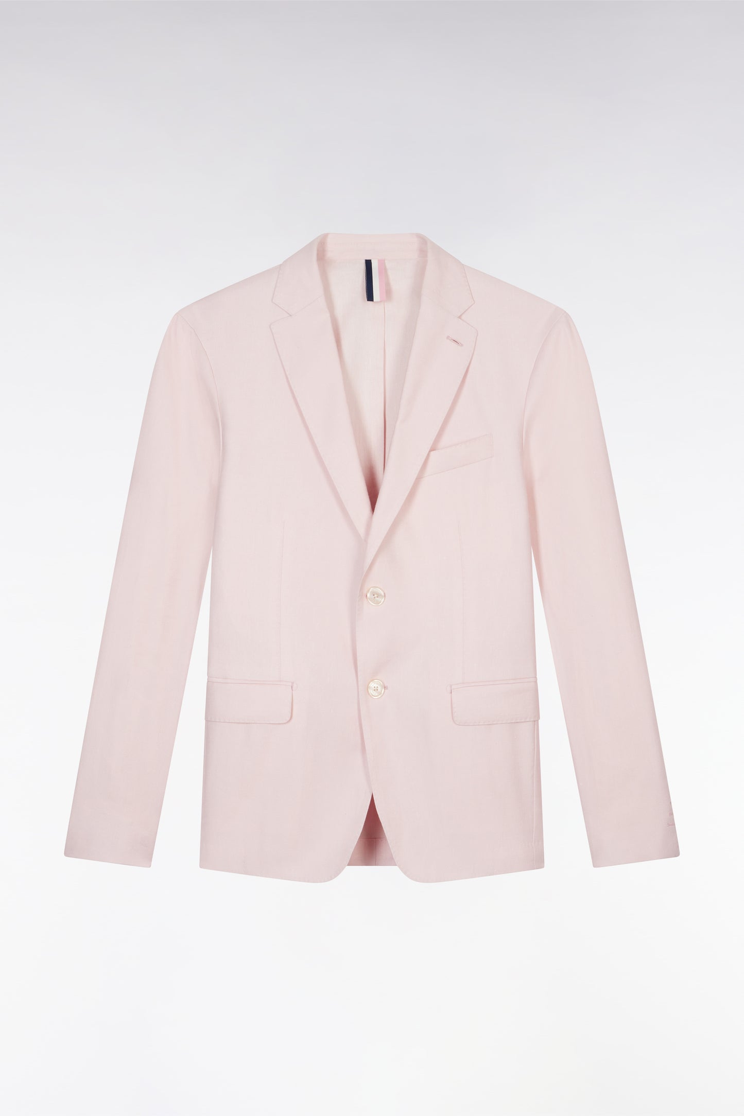 Veste de costume en lin et coton stretch rose