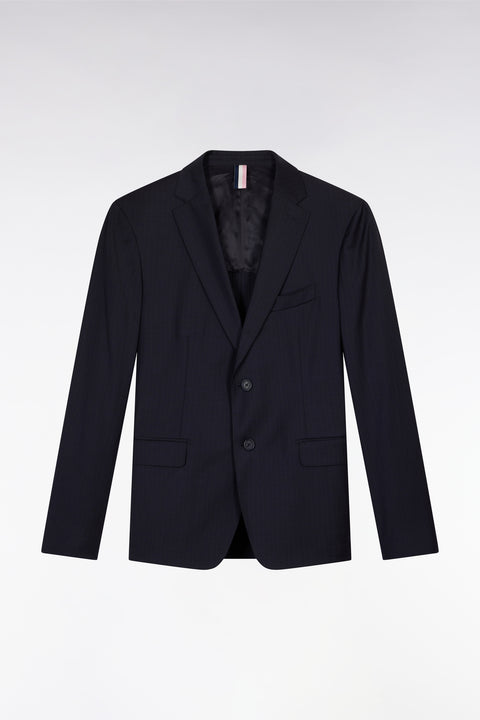 Navy suit jacket in fine striped wool blend - Image 2
