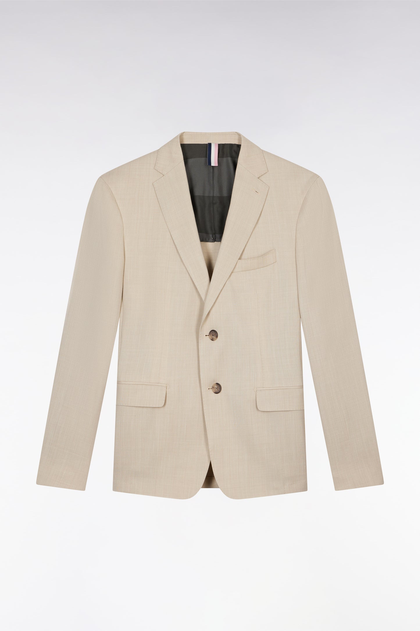 Beige jacket in wool and stretch linen dyed yarn