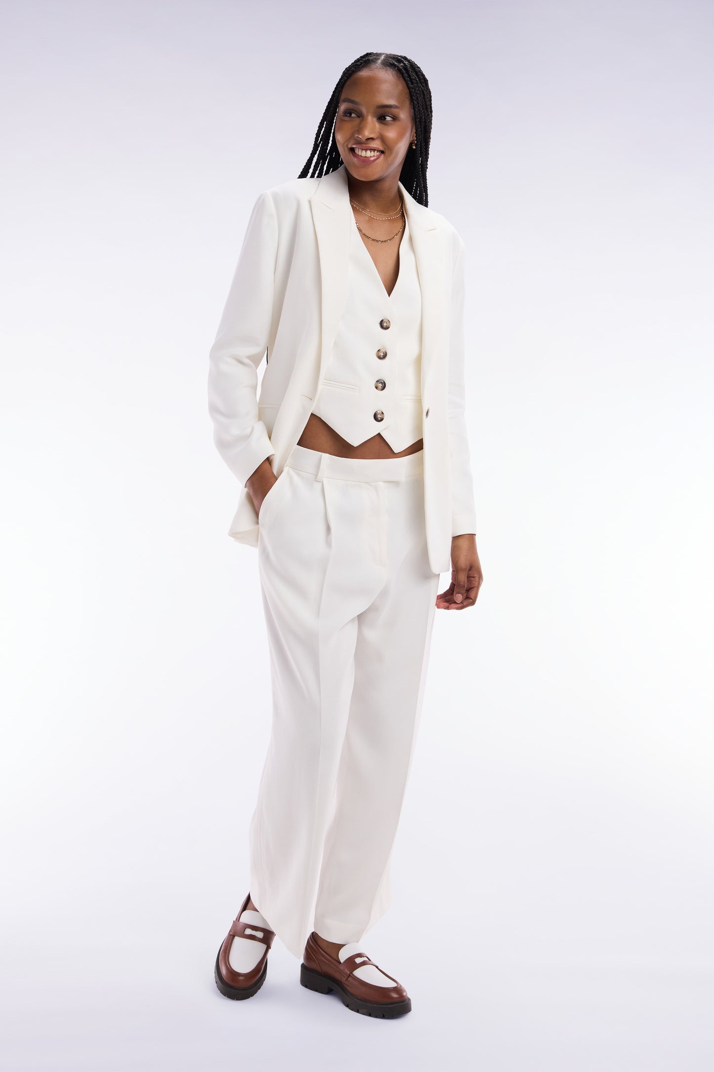 Flowing ecru jacket with belt