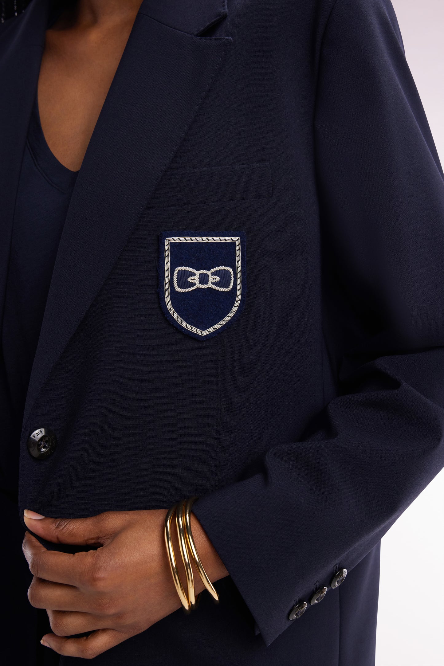 Veste de costume en laine vierge marine coupe Oversized