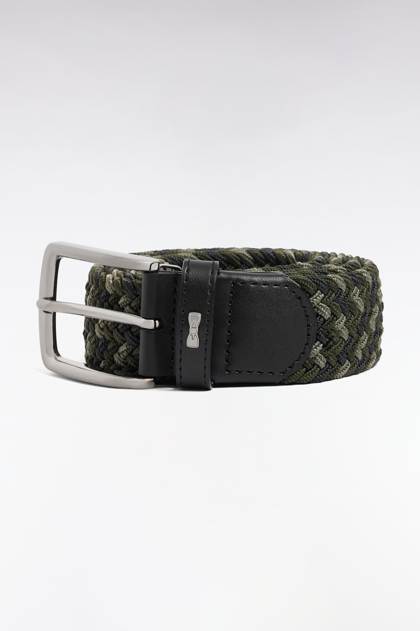 Khaki tricolor elasticated textile belt