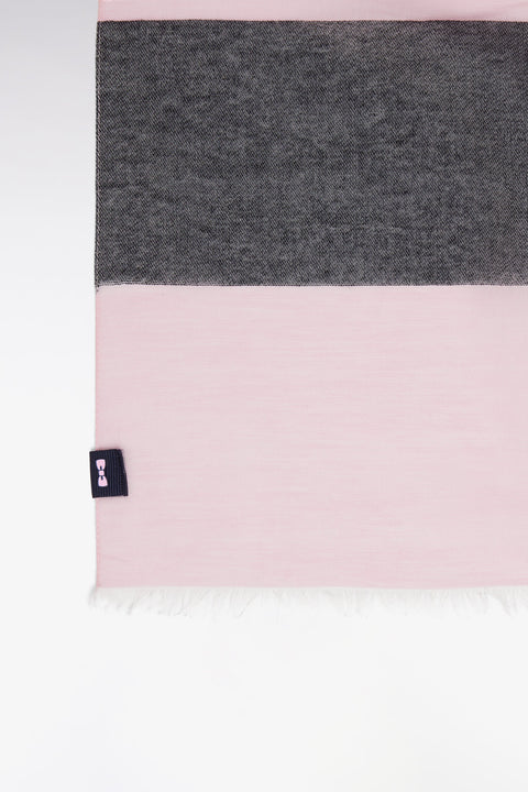 Écharpe en coton et viscose mélangés rayée rose et marine - Image 2