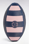 Ballon de rugby en caoutchouc lisse marine et rose