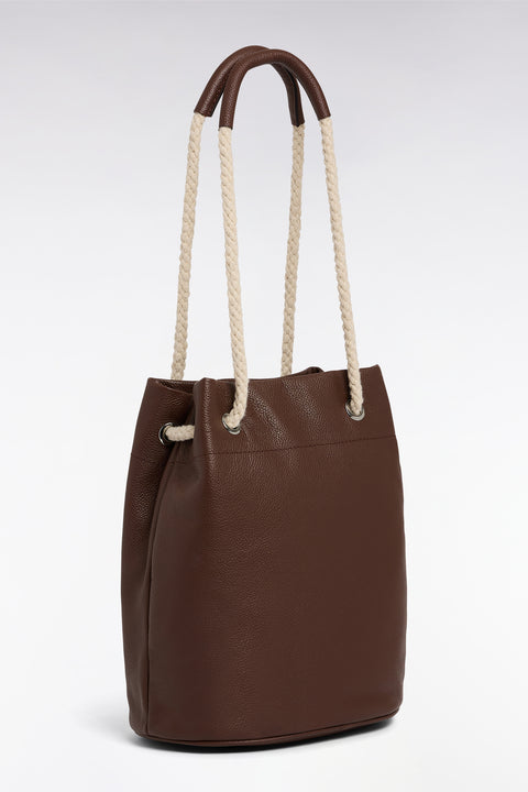 Sac seau en cuir marron - Image 2