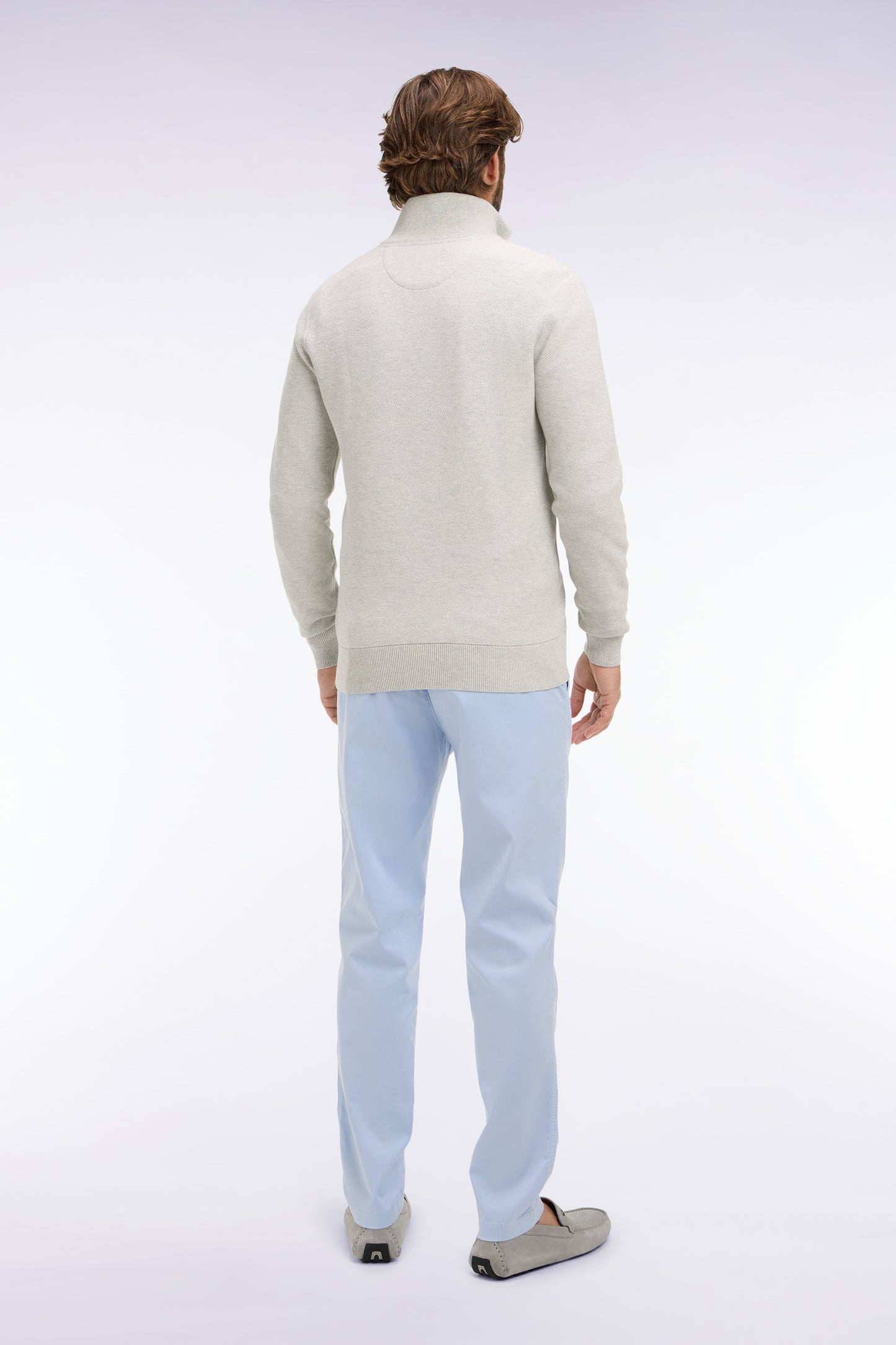 Pantalon chino en lyocell et coton stretch gris clair