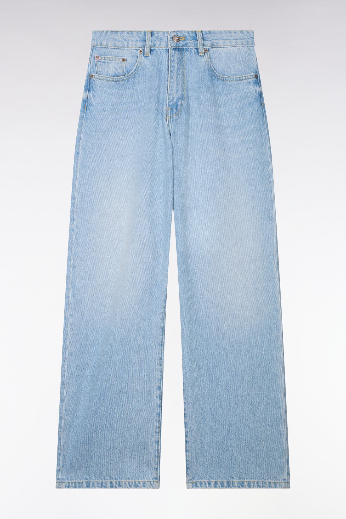 Jean en denim bleached coupe droite et large