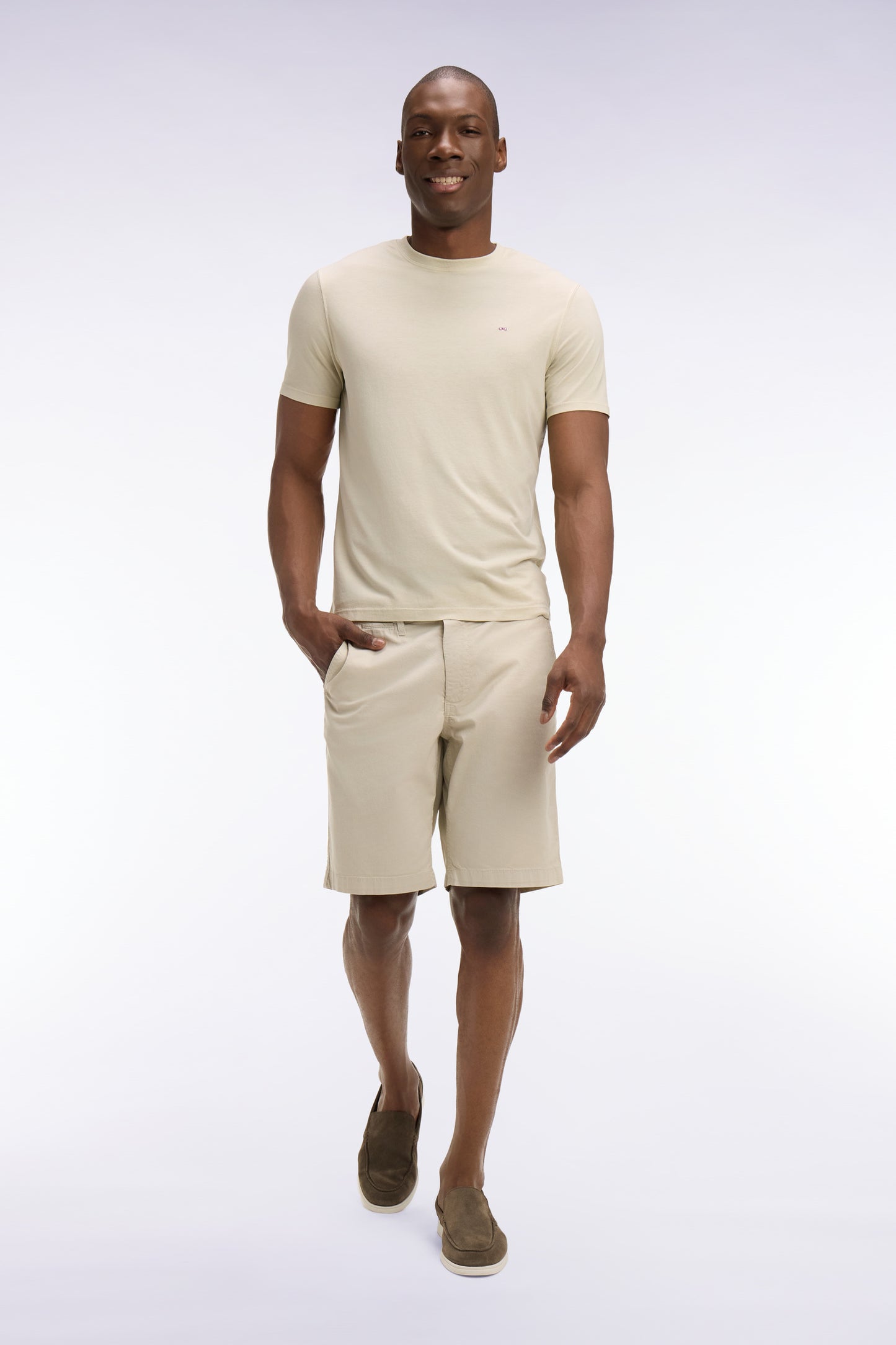 Bermuda chino en gabardine stretch beige