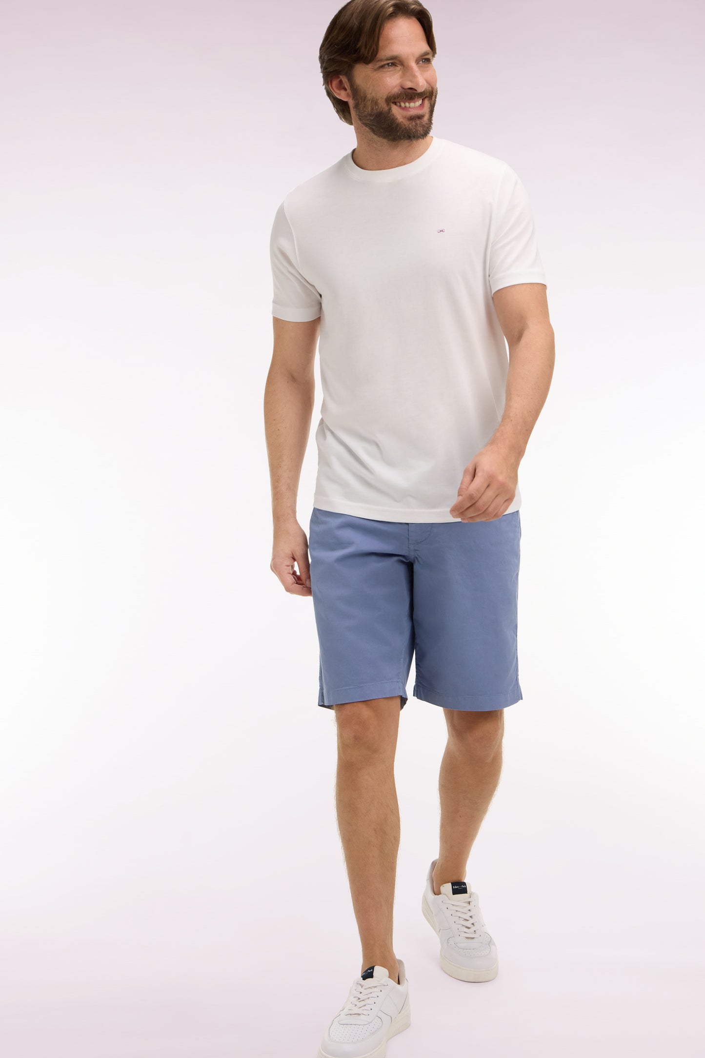 Bermuda chino en gabardine stretch bleu