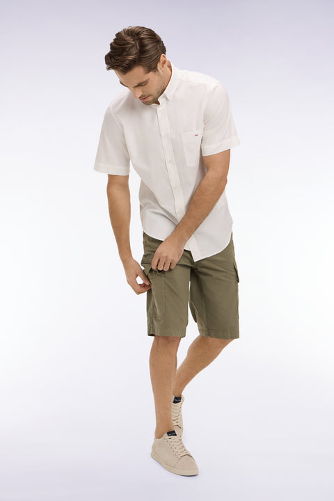 Khaki cotton cargo Bermuda shorts - Image 1