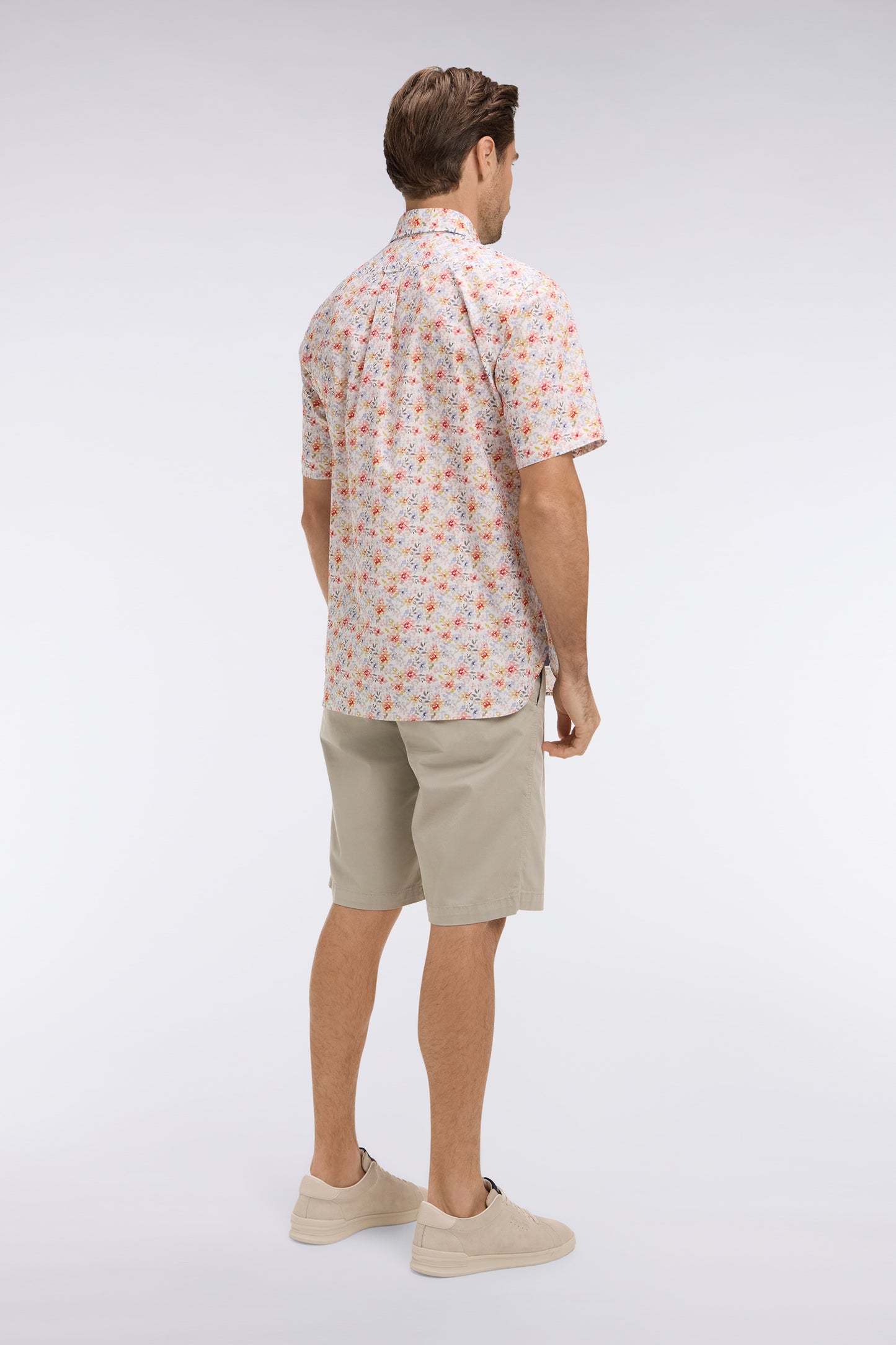 Bermuda chino en gabardine stretch gris clair