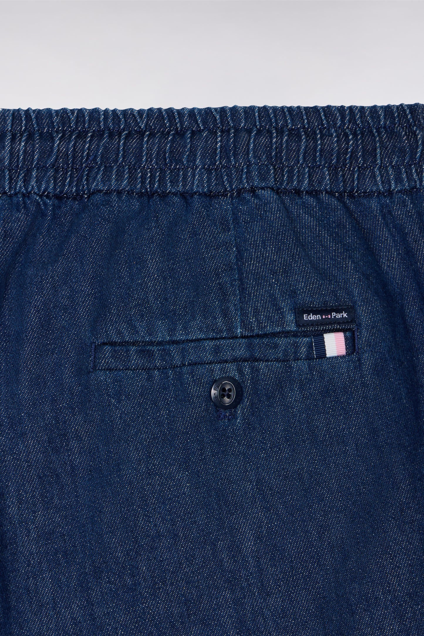 Bermuda shorts with elasticated waist in navy chambray