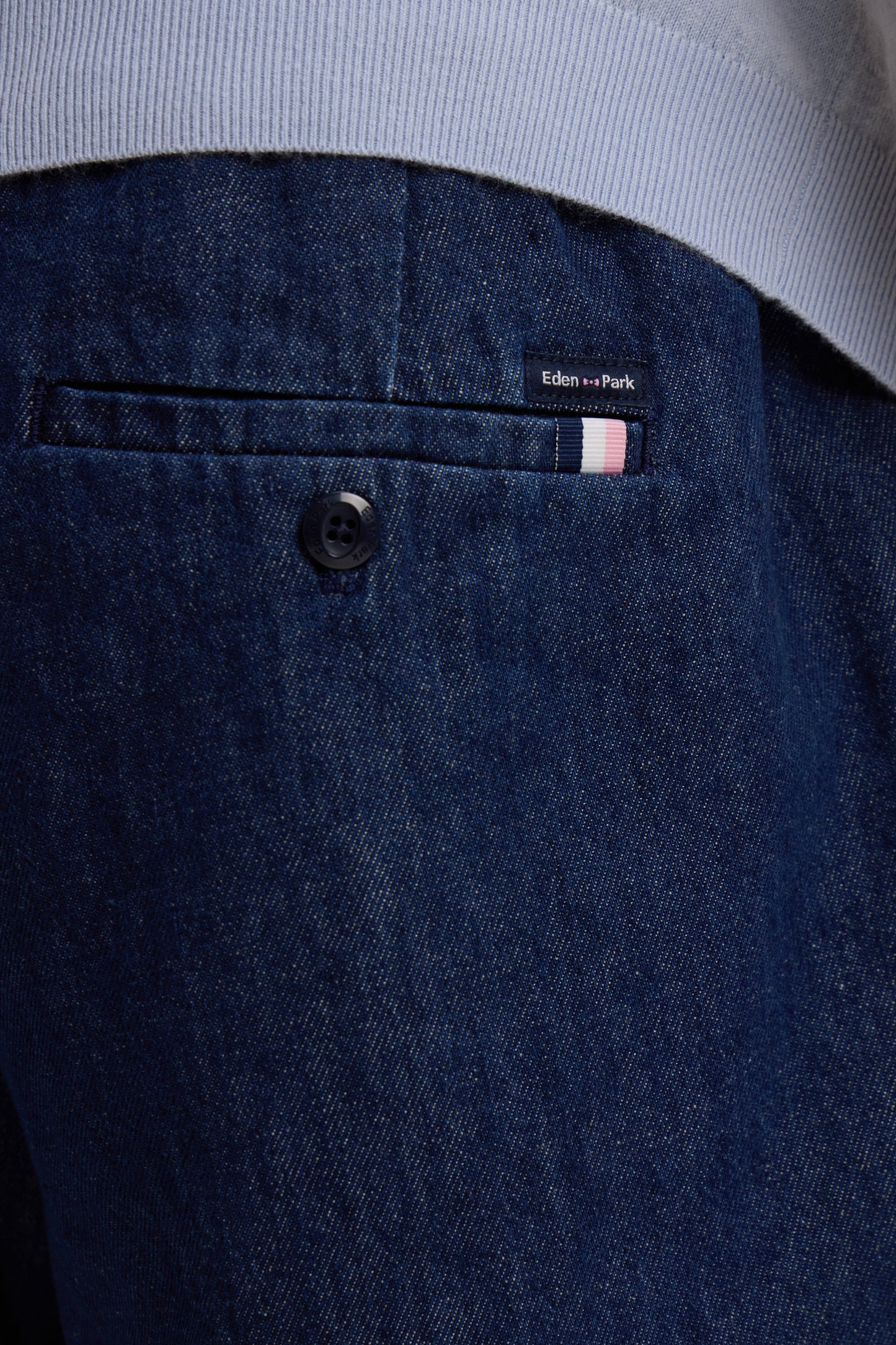 Bermuda shorts with elasticated waist in navy chambray