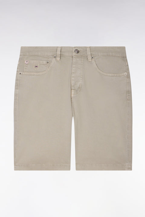 Khaki stretch denim Bermuda shorts - Image 2