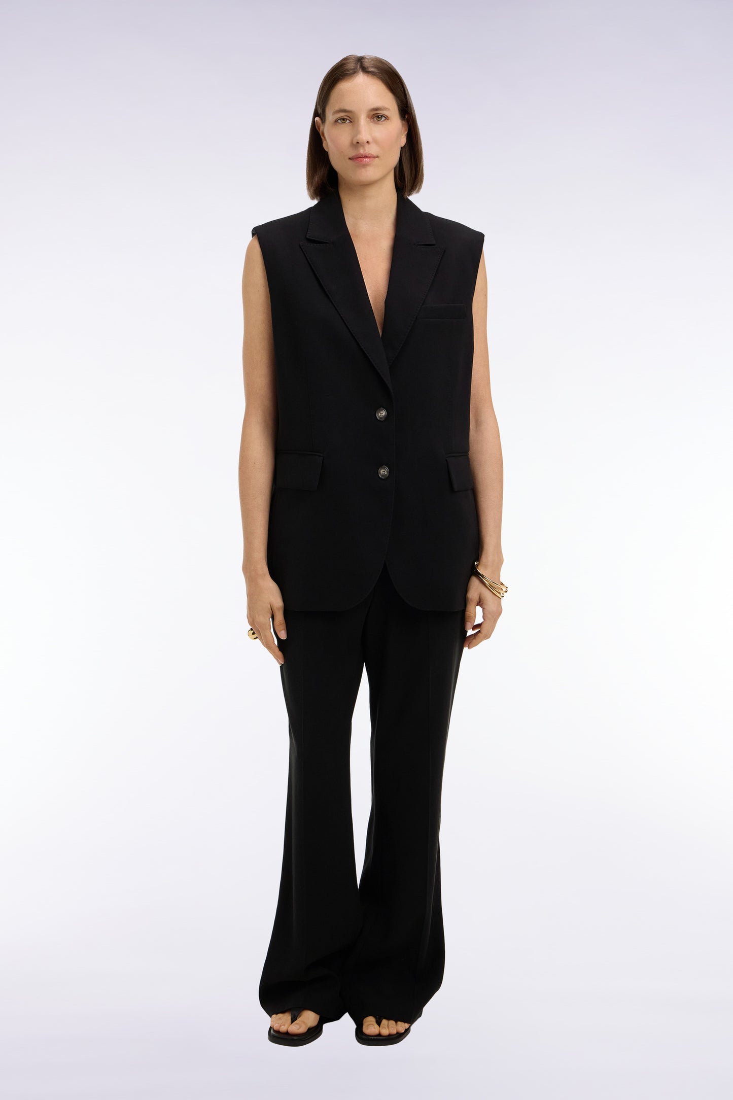 Black fluid flare pants
