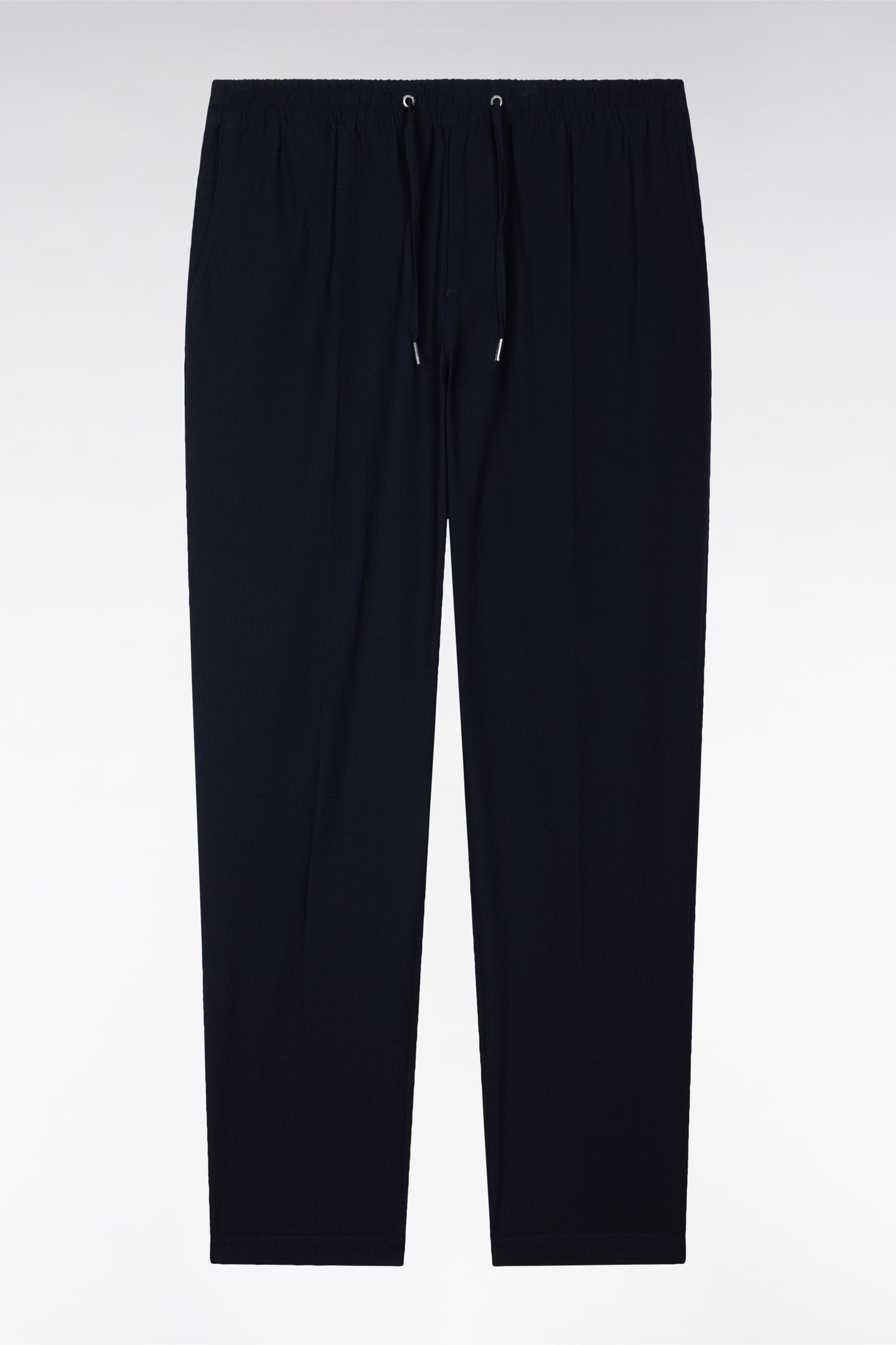Pantalon en coton seersucker marine coupe Modern