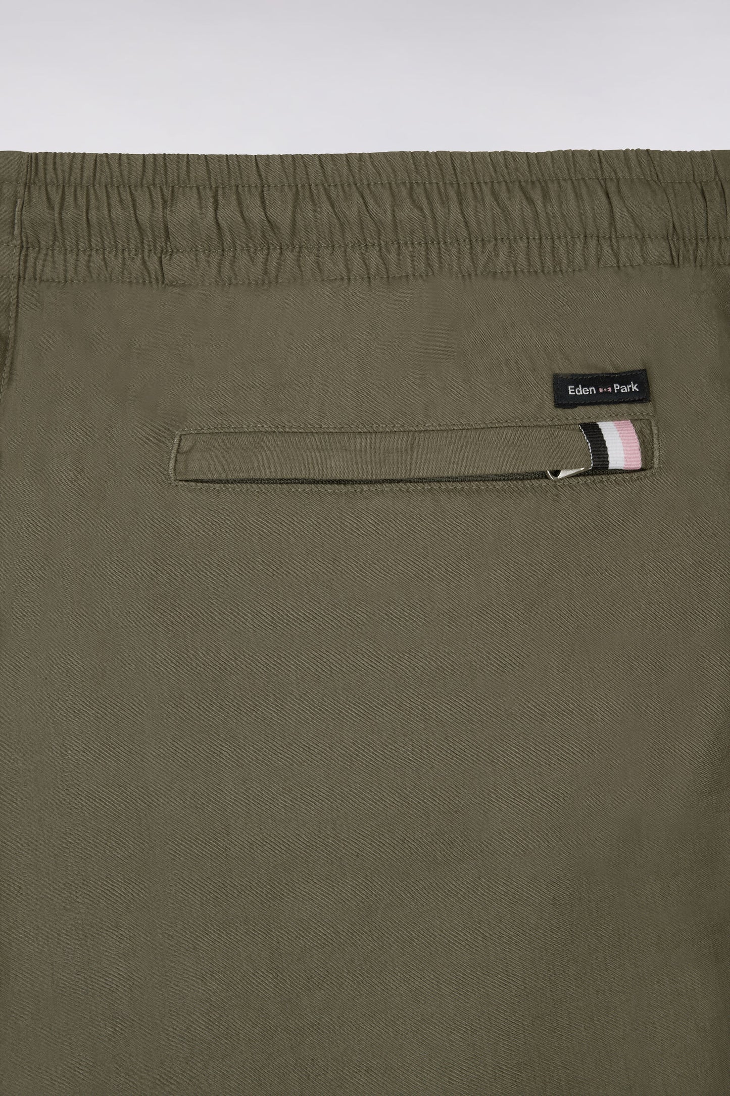 Short en popeline de coton kaki