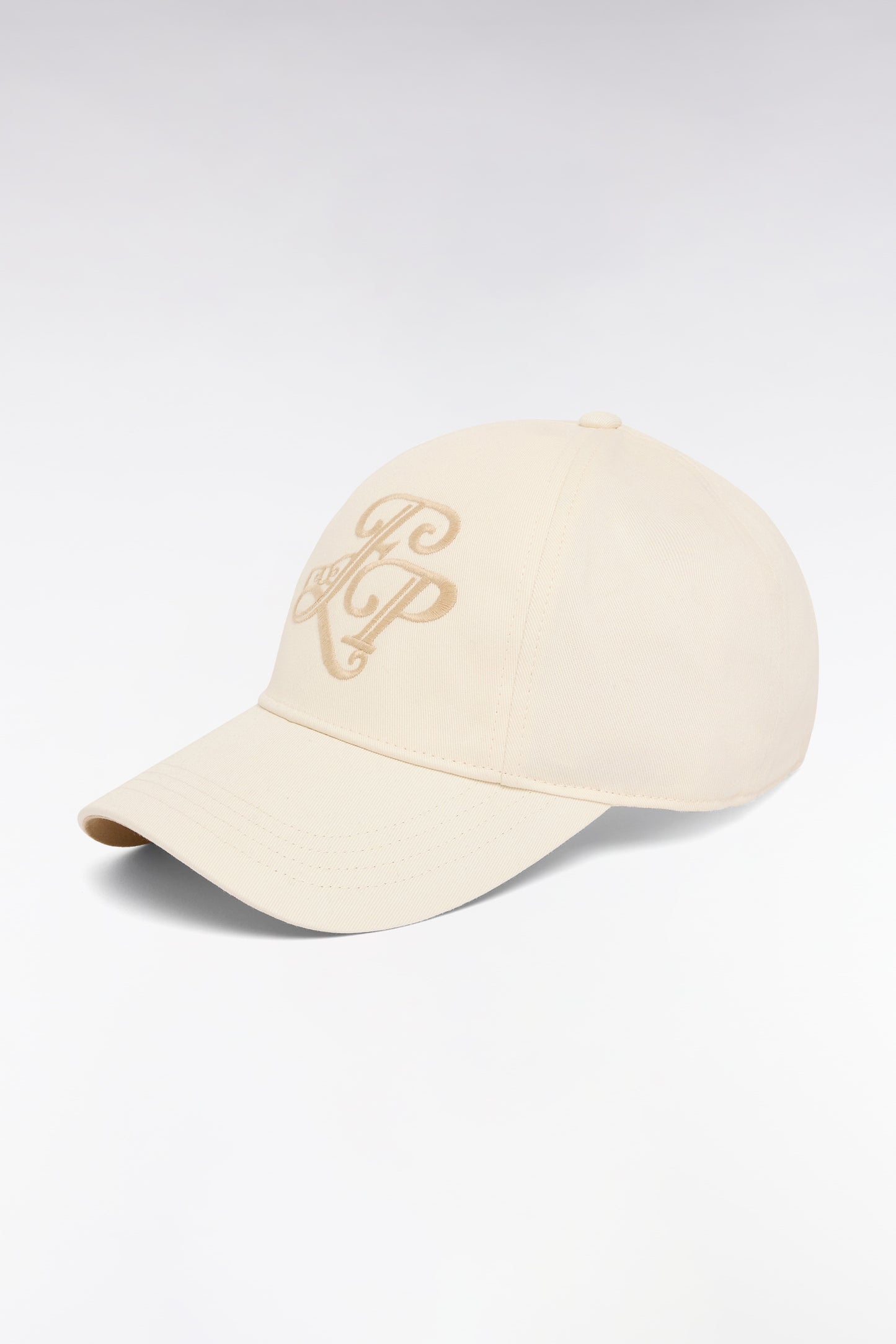 Casquette en twill de coton écru broderie initiales EP