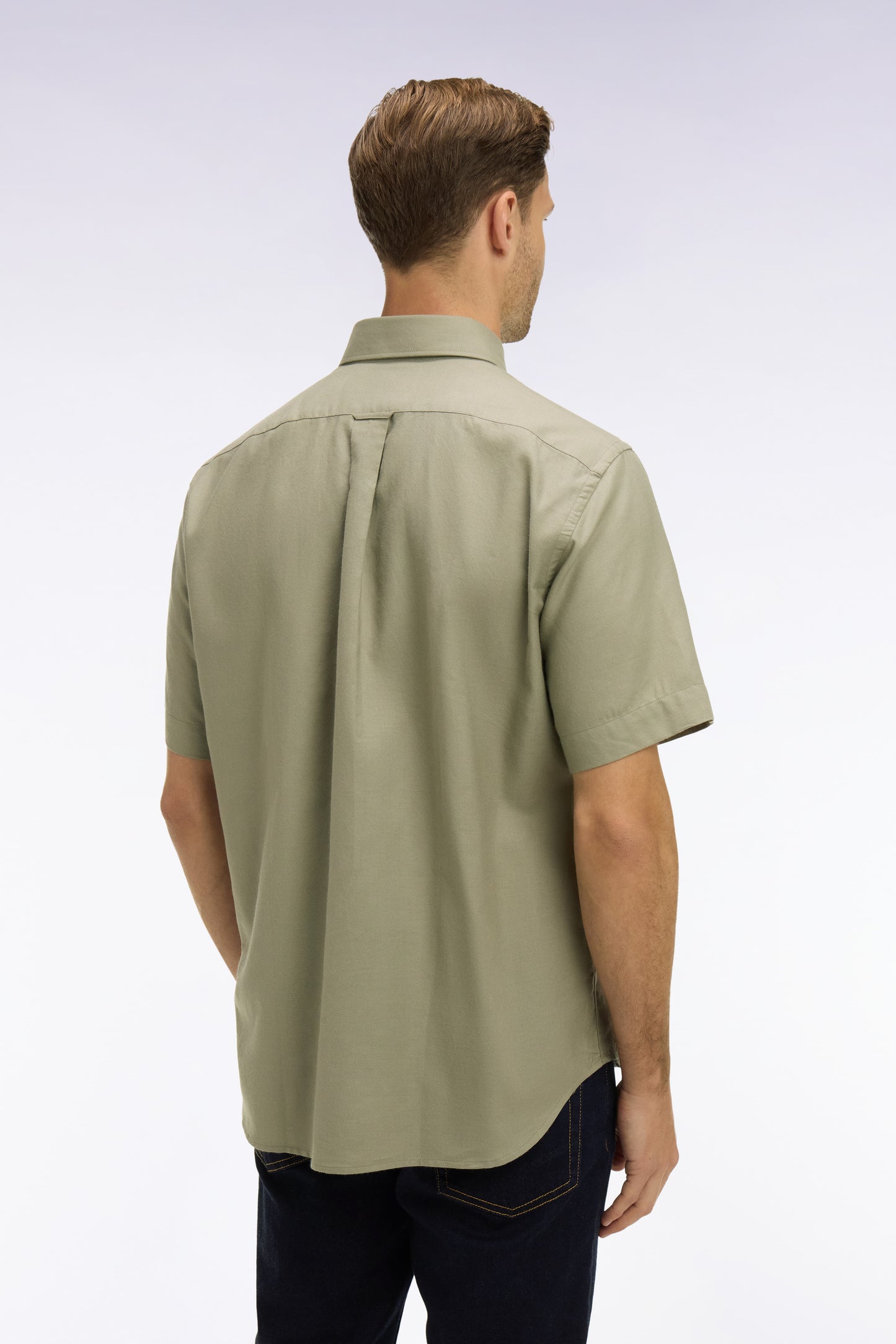 Chemise à manches courtes en piqué coton kaki