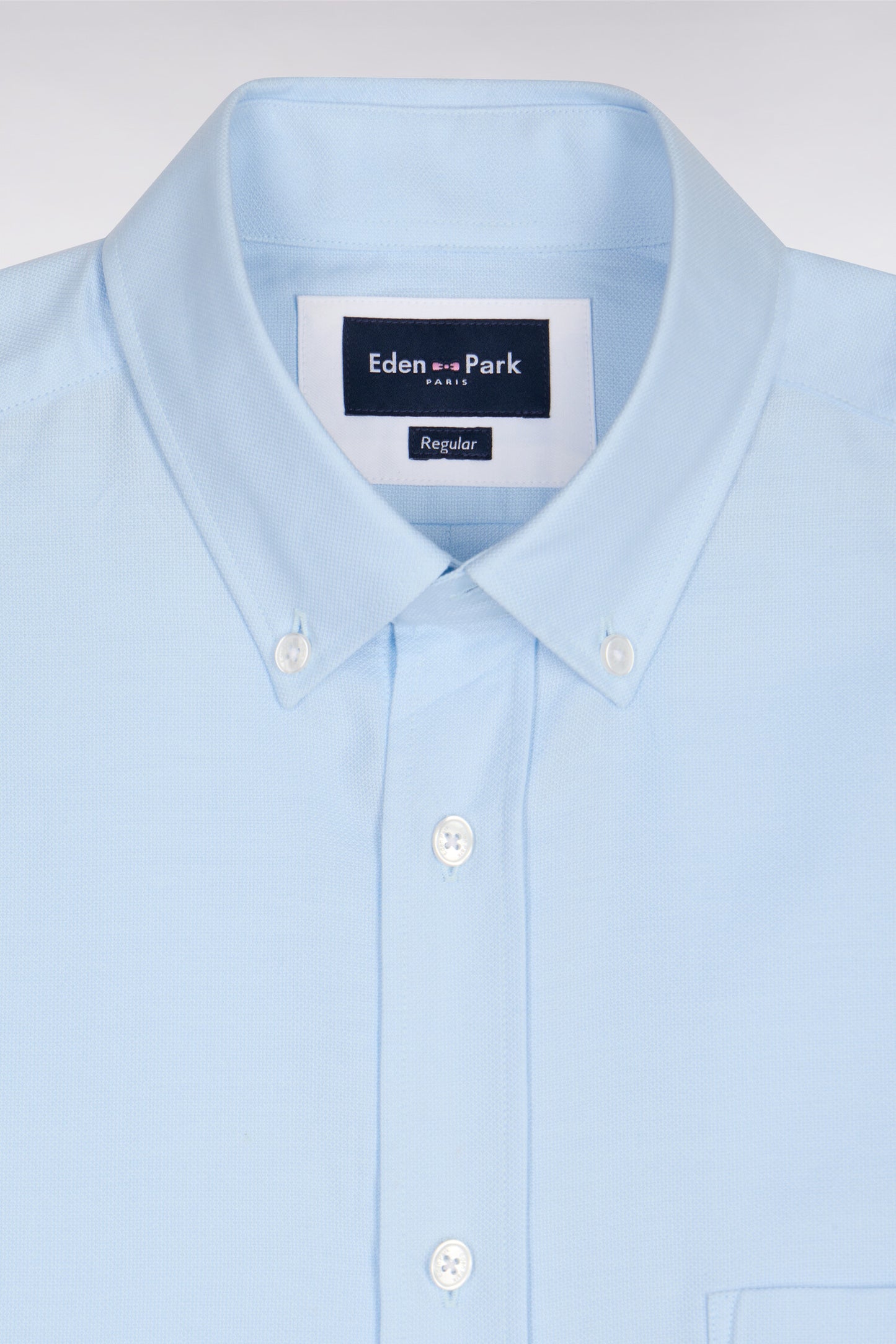 Chemise à manches courtes en piqué coton bleu ciel