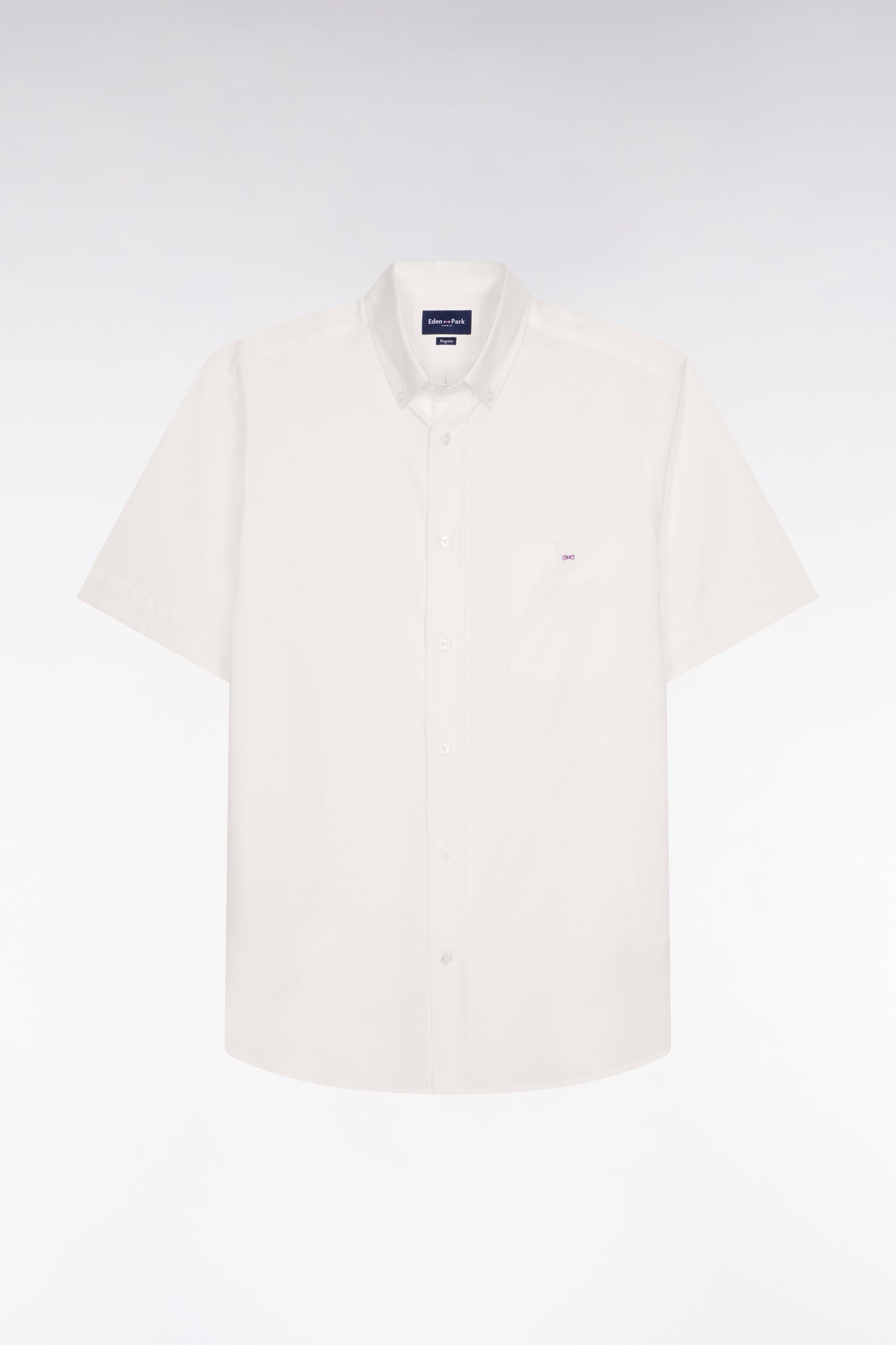 Chemise à manches courtes en coton fil teint blanc