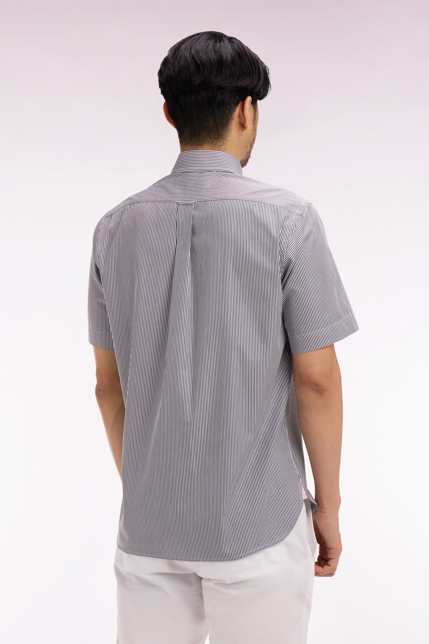 Chemise à manches courtes en coton à rayures bâtons marine