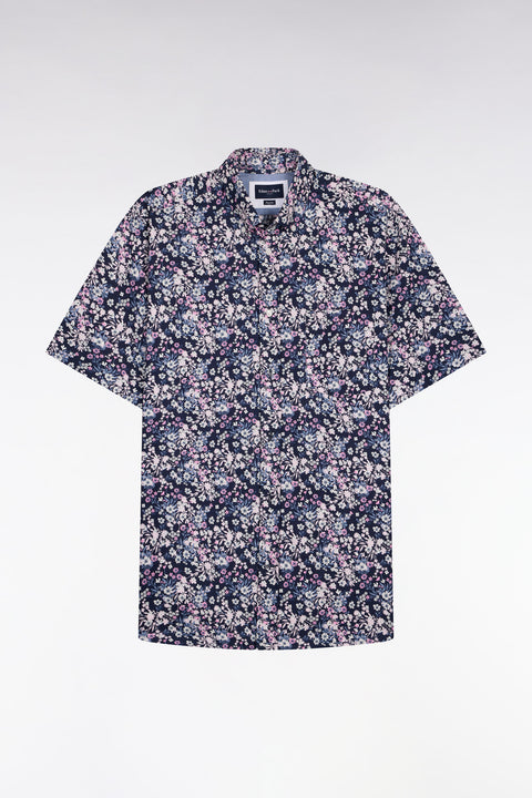 Chemise à manches courtes en popeline et chambray à motif floral rose - Image 2