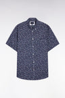 Chemise à manches courtes en popeline de coton à imprimé floral marine