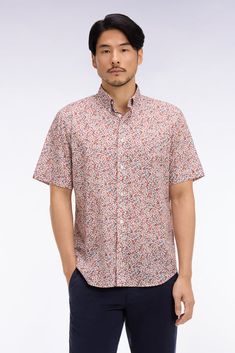 Chemise à manches courtes en coton à micromotif floral multicolore - Image 3