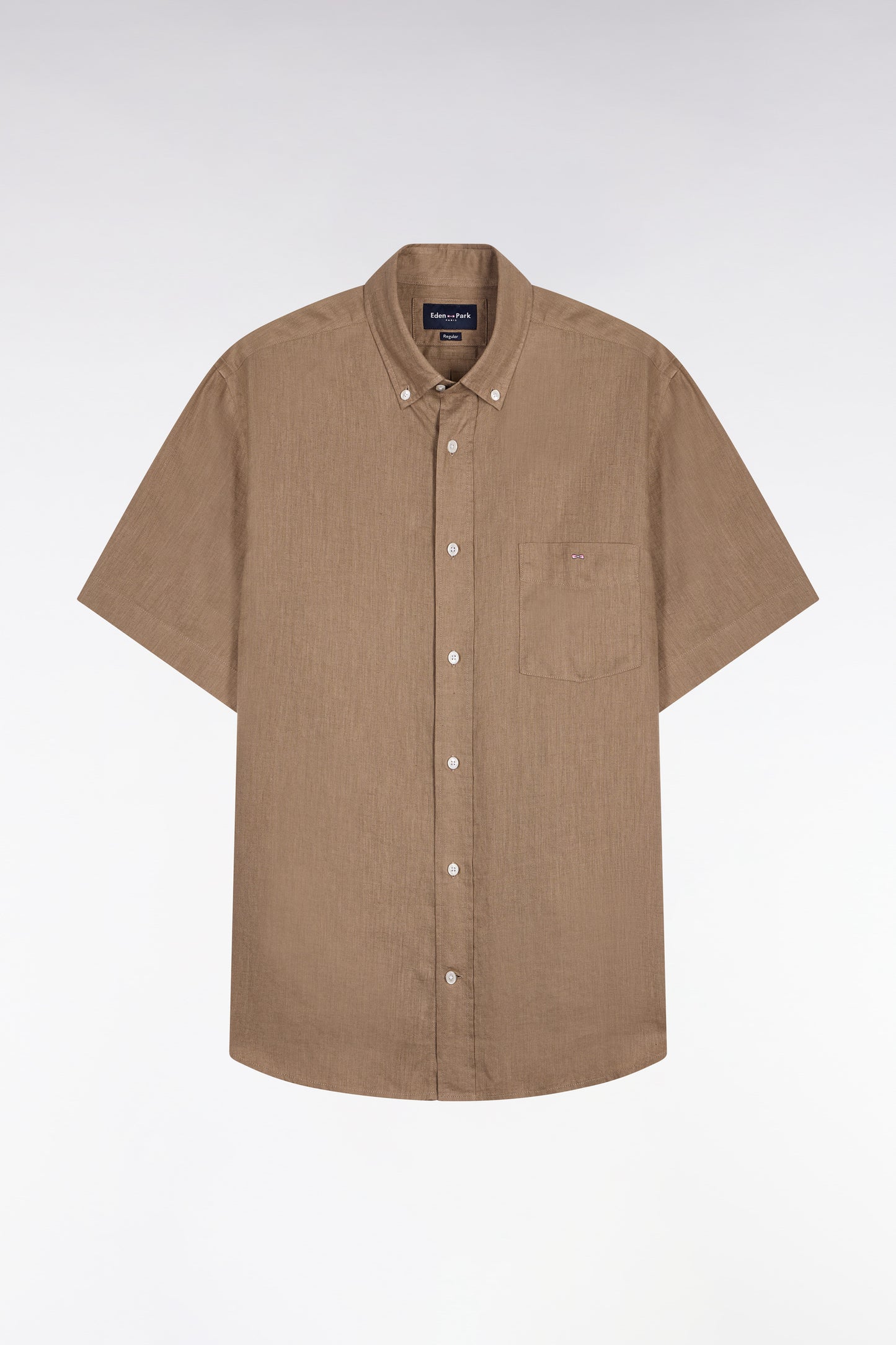 Chemise à manches courtes en lin kaki