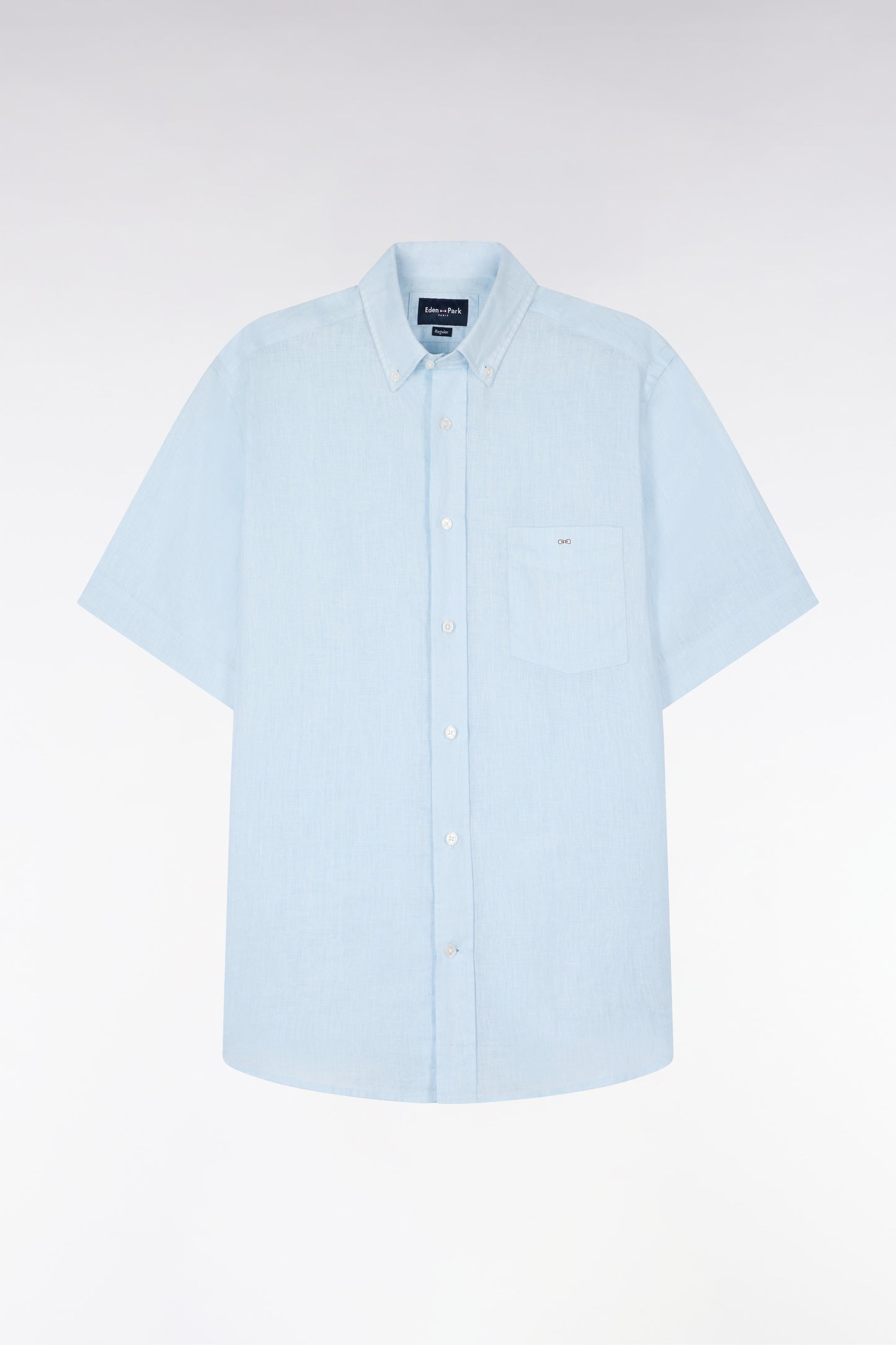 Chemise à manches courtes en lin ciel