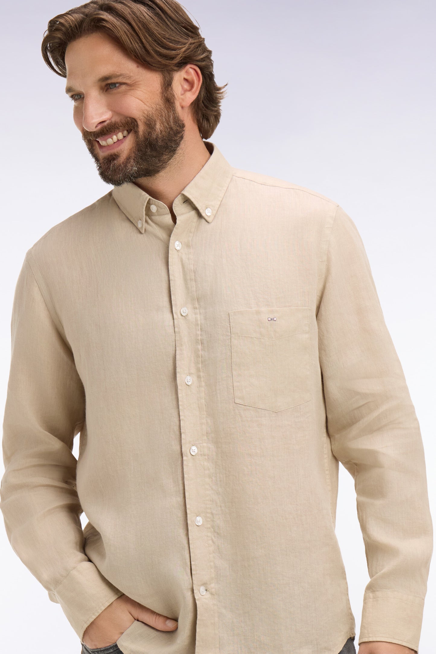 Straight beige linen shirt