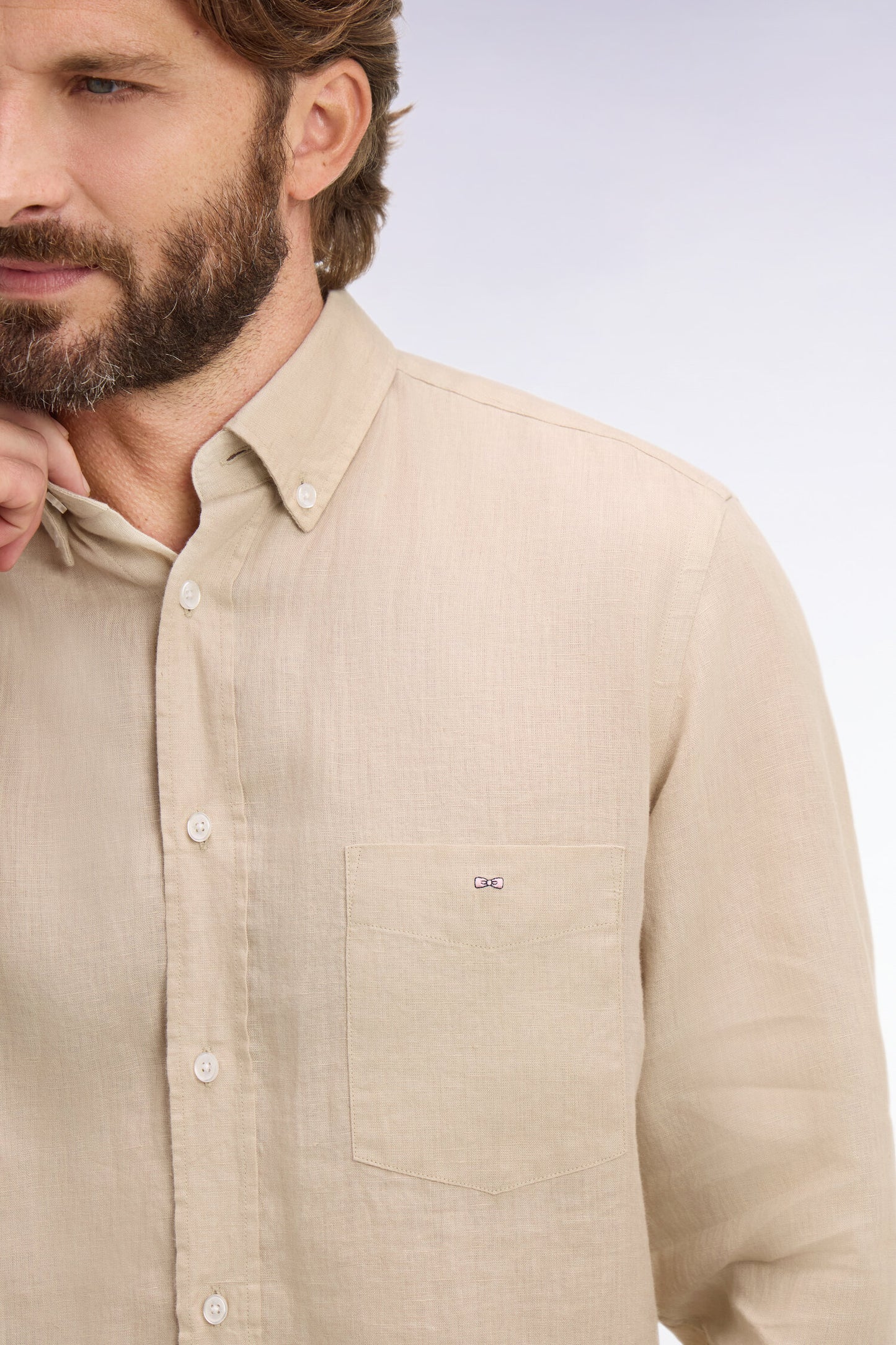 Straight beige linen shirt