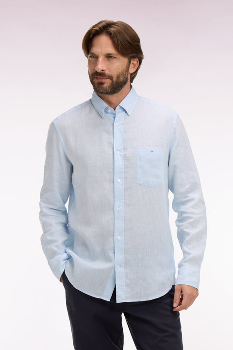 Chemise droite en lin bleu ciel - Image 3