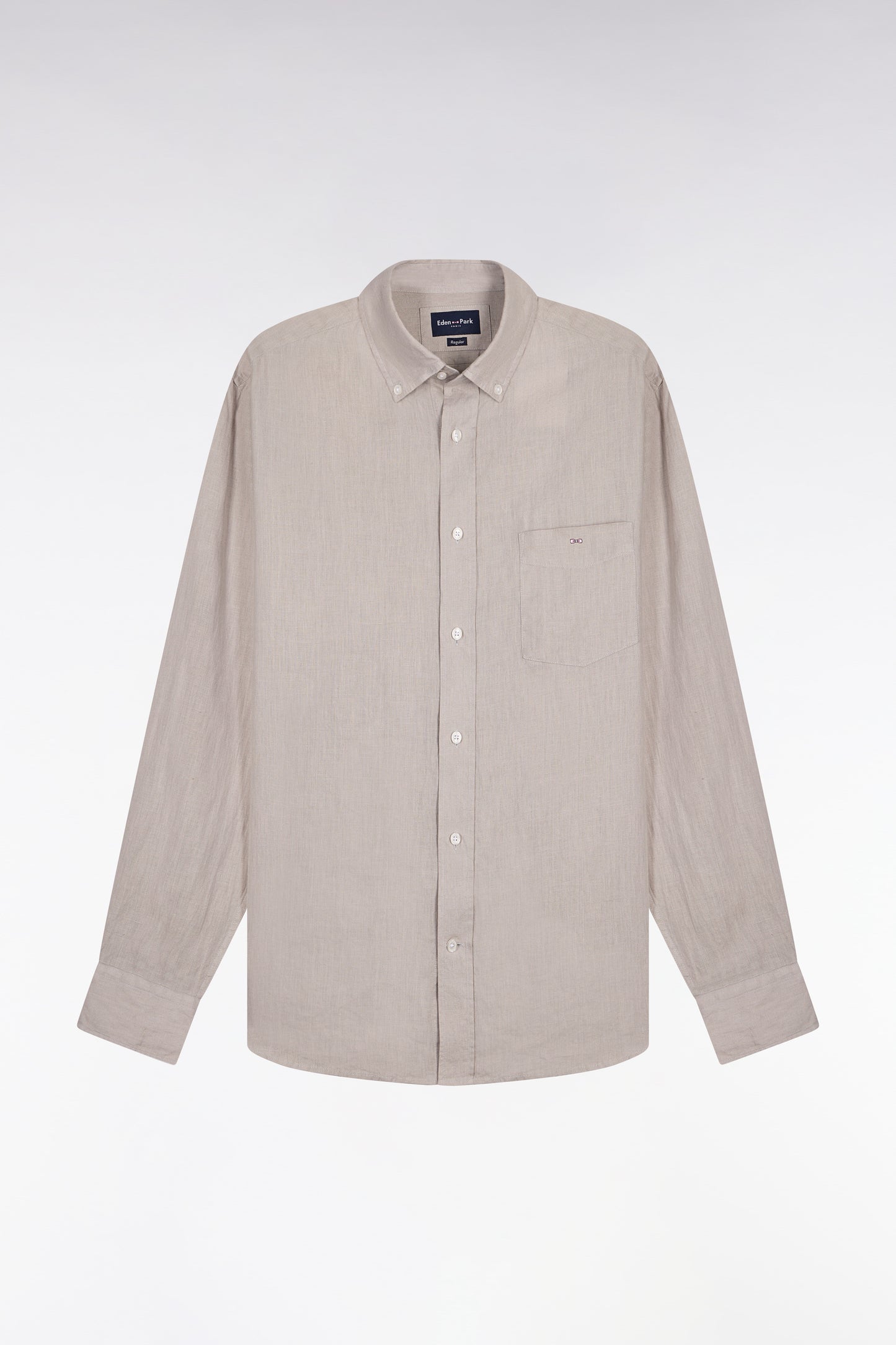 Chemise droite en lin gris