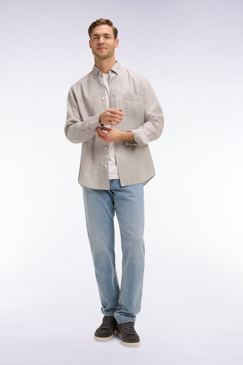 Chemise droite en lin gris - Image 1