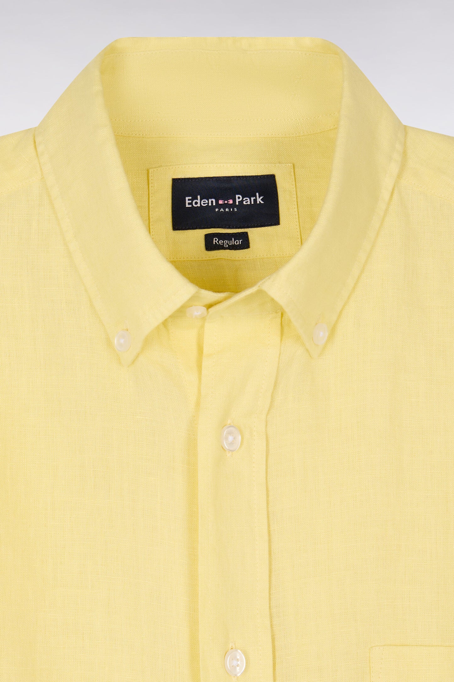 Chemise droite en lin jaune