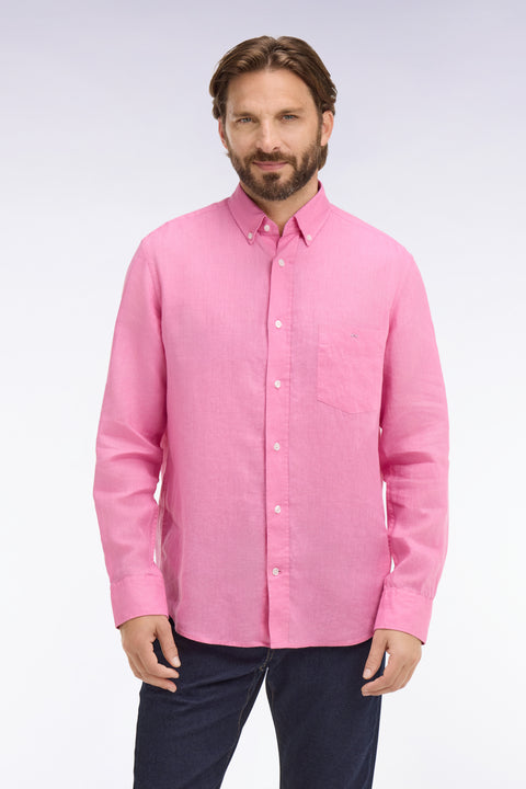 Chemise droite en lin rose - Image 3