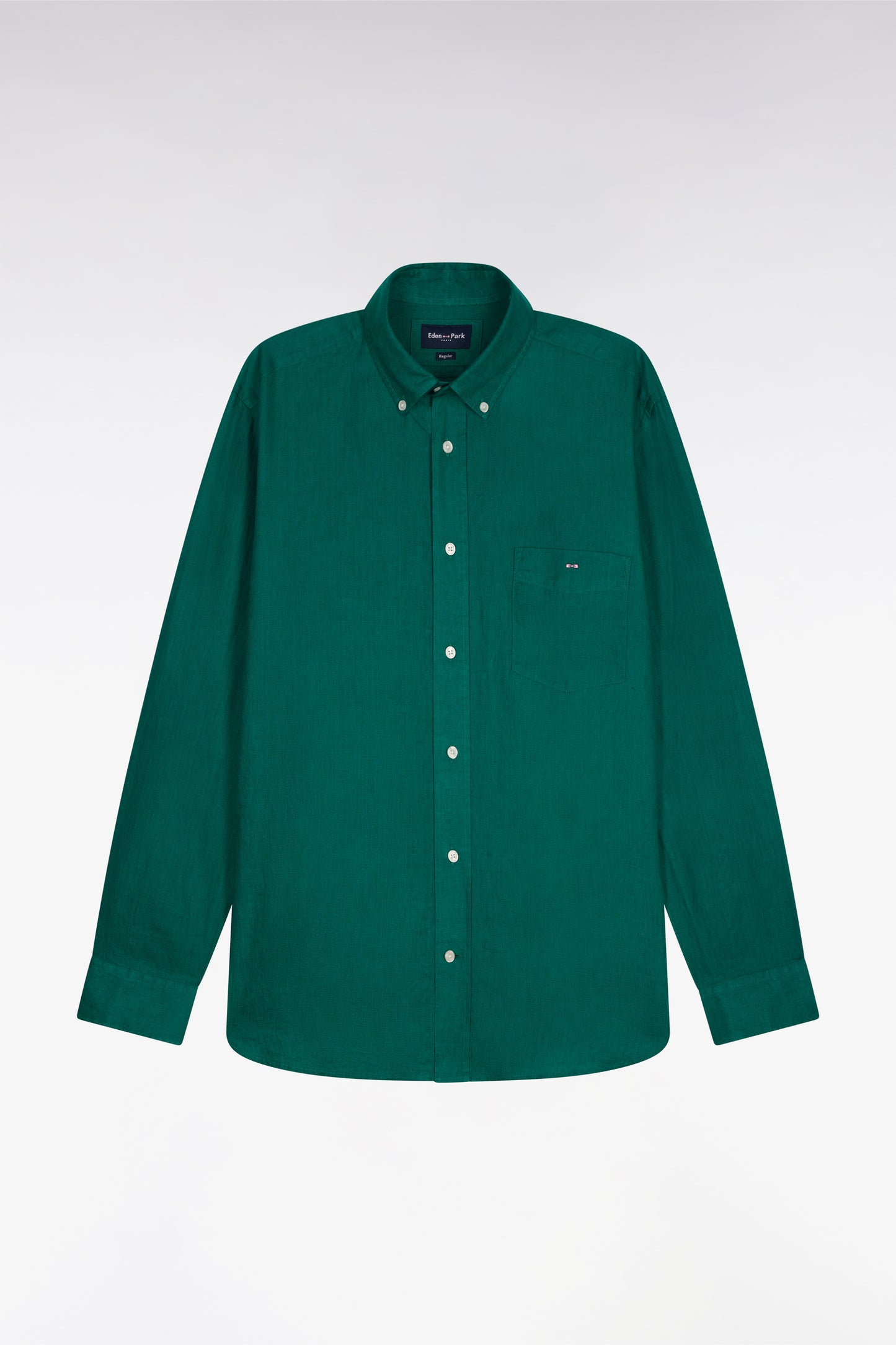 Chemise droite en lin vert menthe