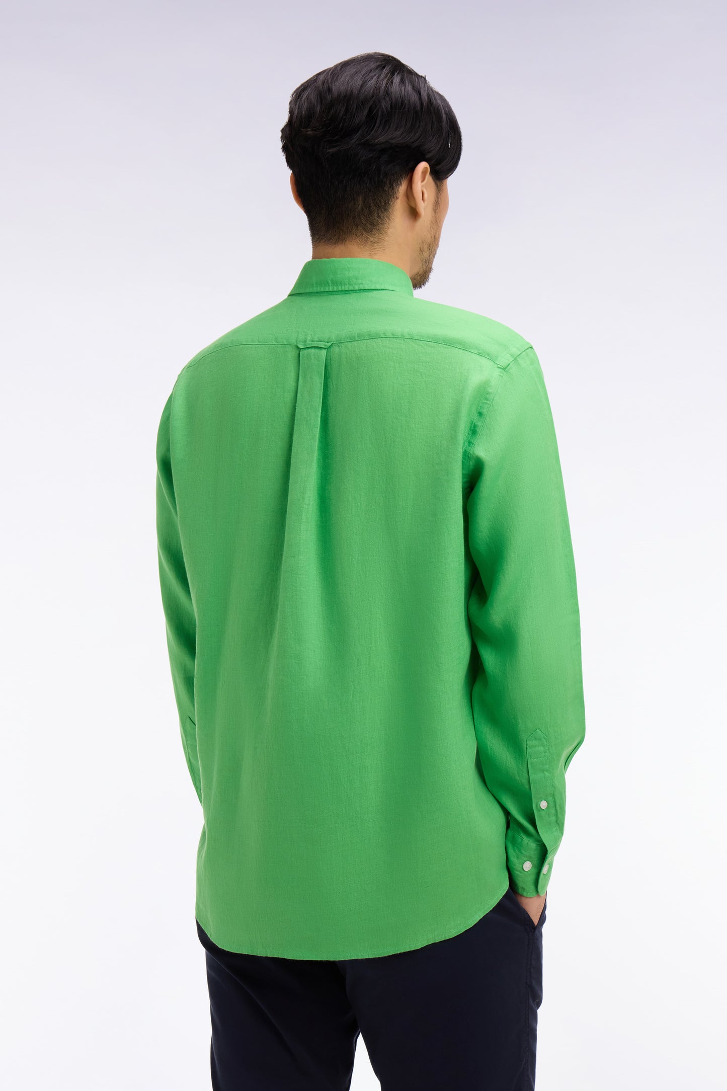 Straight green linen shirt